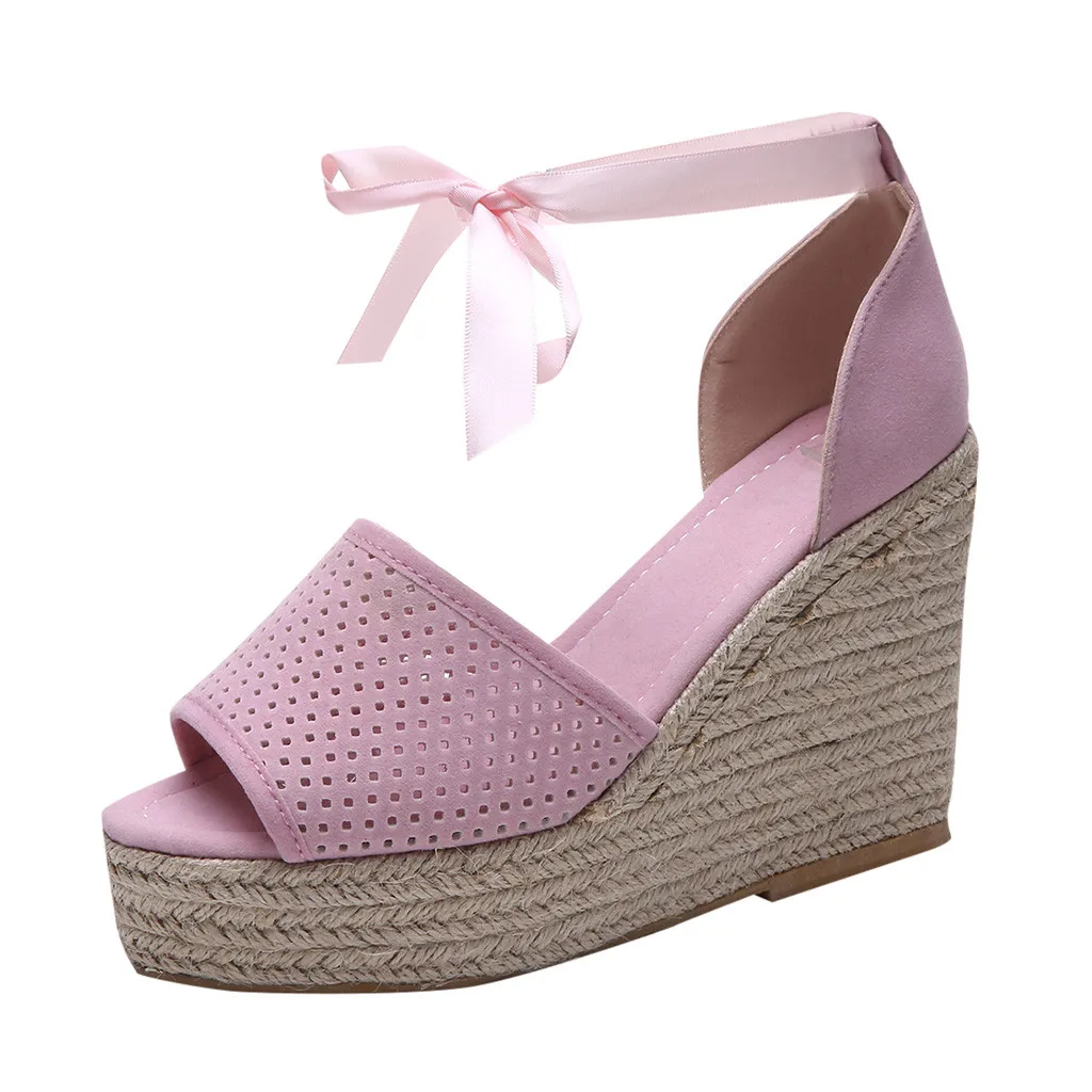 

Summer Women's Roman Wedge Sandals Fish Mouth Platform Strap Straw Wedges shoe fashion British Wind Wedge Heel for travel Apr 30