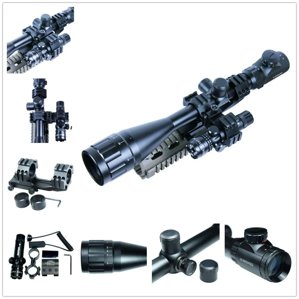 

6-24x50 Hunting Para Rifle Scope Mil-dot illuminated Snipe Scope & Green Laser Sight Airsoft For Sniper long guns
