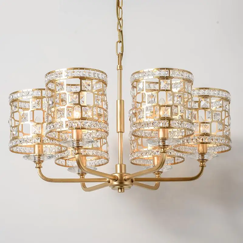 

Antique kitchen gold Chandelier crystal lighting E14 Led Lampara Lustres de cristal Dining Room Chandeliers Villa Cafe lighting