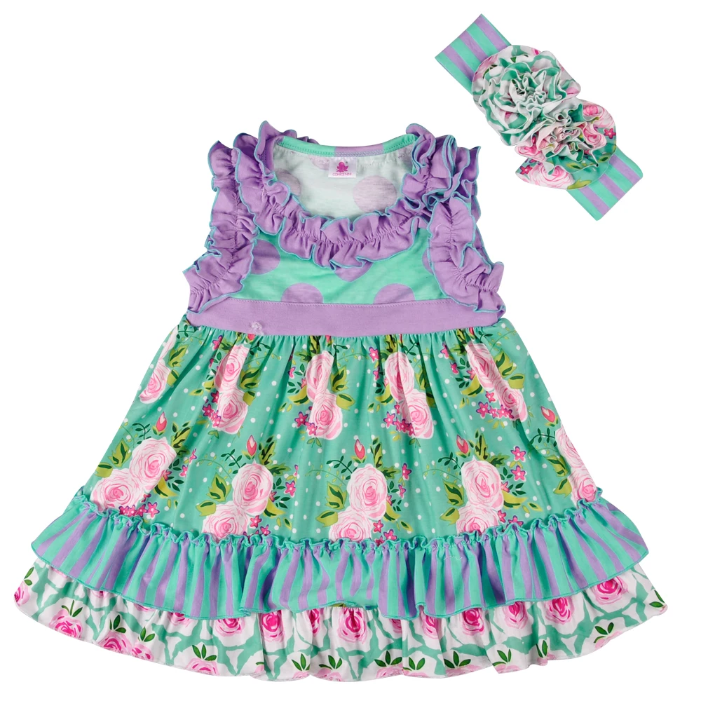 Boutique Children Clothing Wholesale Summer Popular Village style Floral Pattern Girls Outfit Baby Girl Clothes CONICE GK803-215