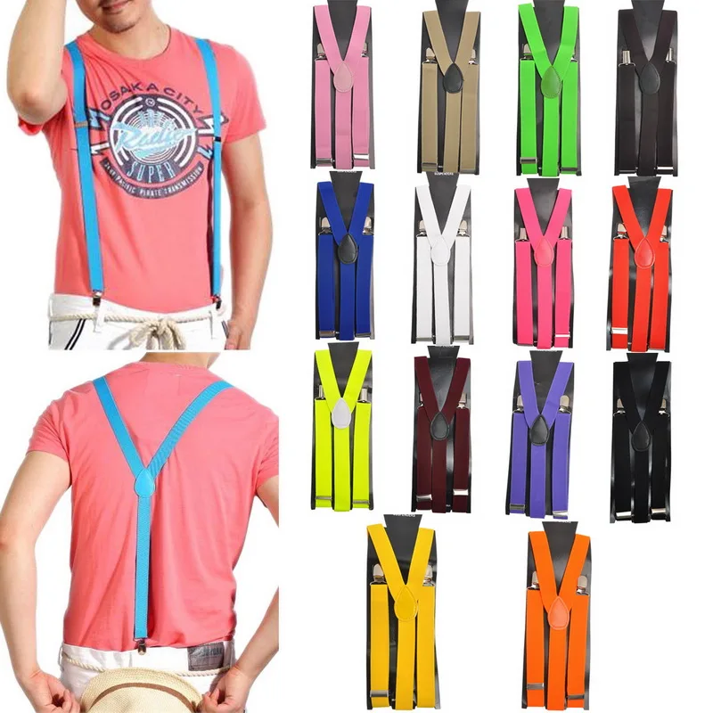 

WENYUJH Colorful Adjustable Clip-on Braces Elastic Unisex Men Women Pants Brace Straps Fully Y-back Suspender Belt For Adult