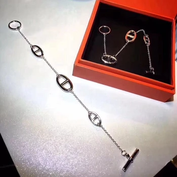 

Luxury H Round Simple S925 Chain Bracelet Round Letter Gold Color Women Wedding Bridal Jewelry