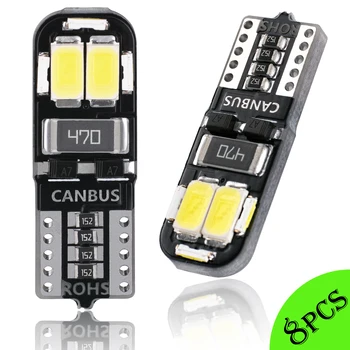 

AGLINT 8PCS CANBUS T10 W5W 168 194 LED Bulbs Light Auto Interior Lighting Side Marker Lights Dome Room Lamp 6000K Auto 12V White