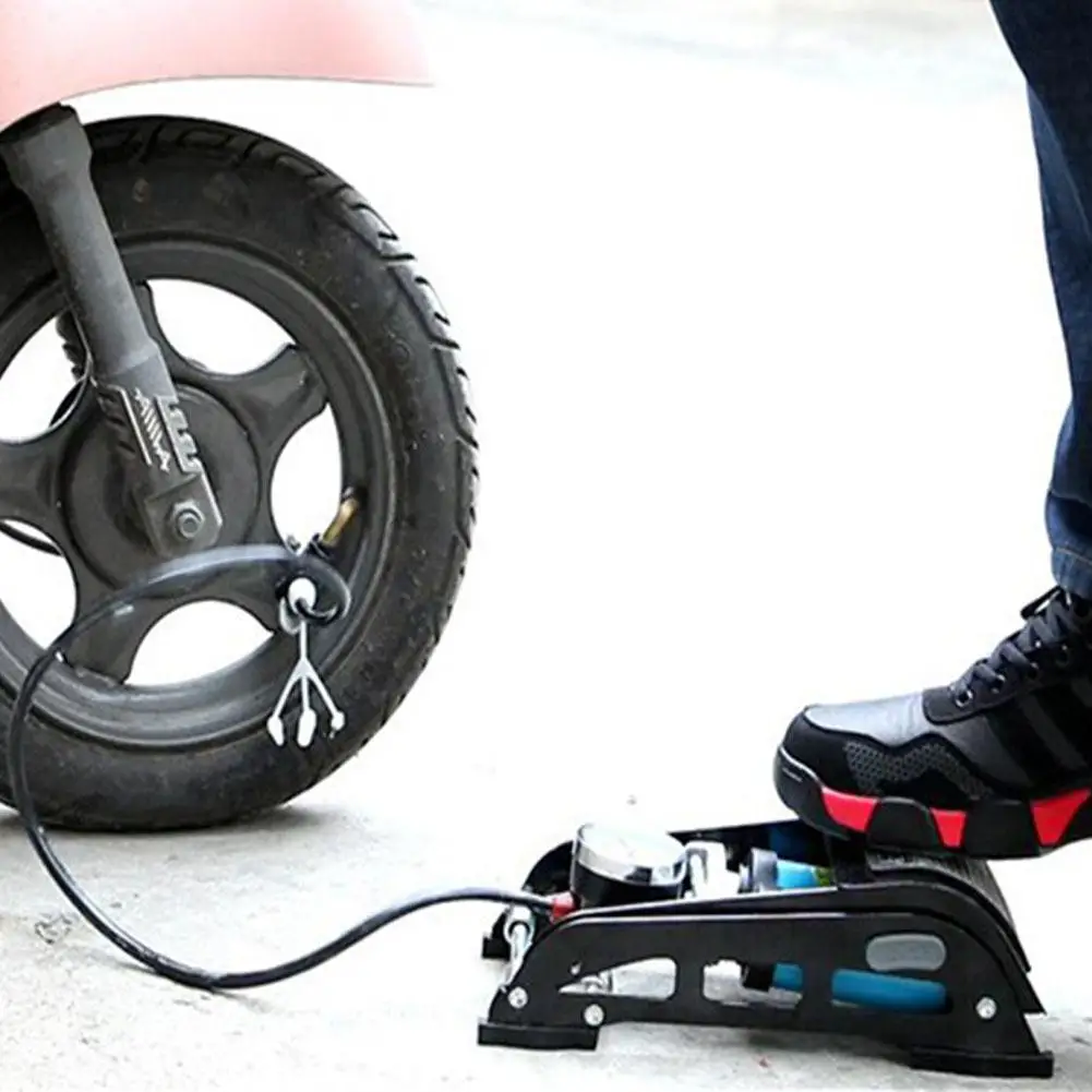 Двойной бочонок высокого давления ножной насос с манометром для велосипеда автомобиля мотоцикла мячики в виде шин воздушный насос