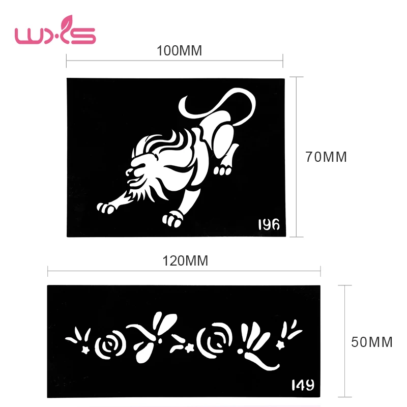 10pcs Airbrush Glitter Tattoo Stencil Woman Girl Kids Drawing Template Cute Flower Butterfly Cartoon Henna Tattoo Stencil TS-05