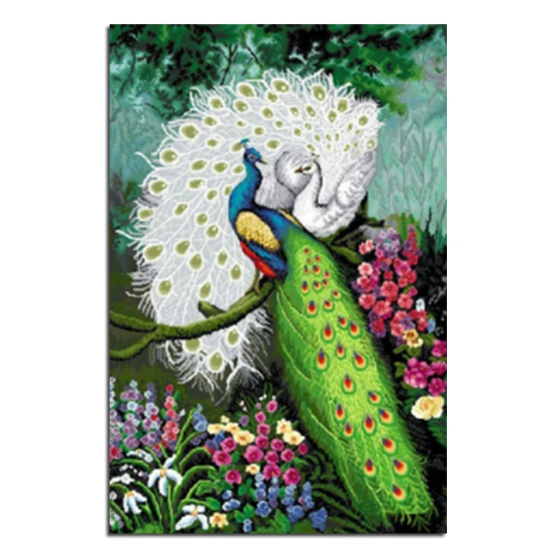 Image Diamond embroidery  Green peacock   40x60  Diy diamond square drill rhinestone pasted Crafts Needlework home decoration