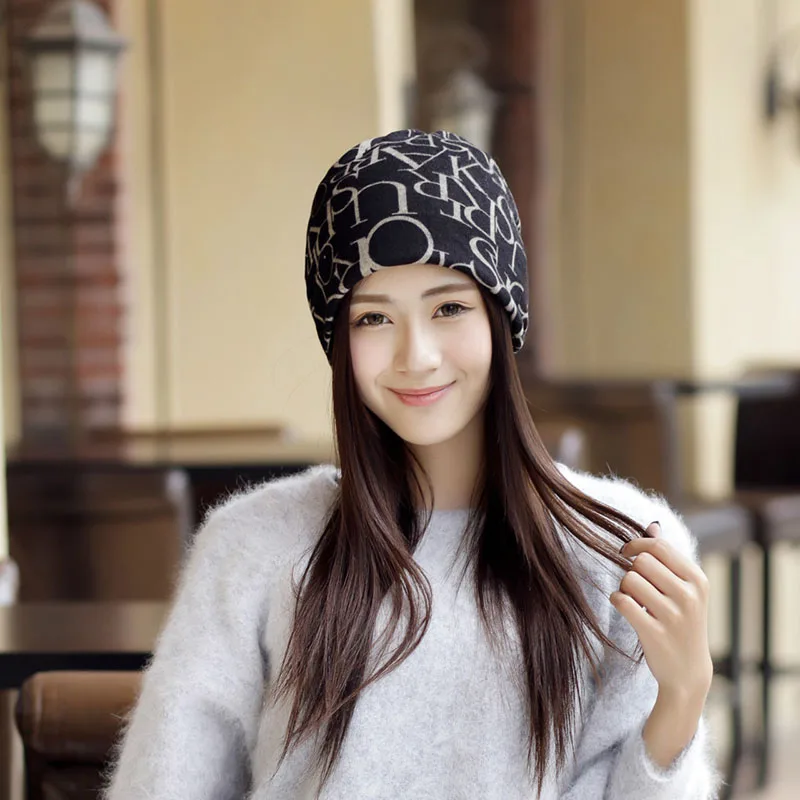 03 LNRRABC Зима Skullies& Beanies Печать Многофункциональный трехцелевой флажок с буквами женские шапки аксессуары для одежды - Цвет: 03