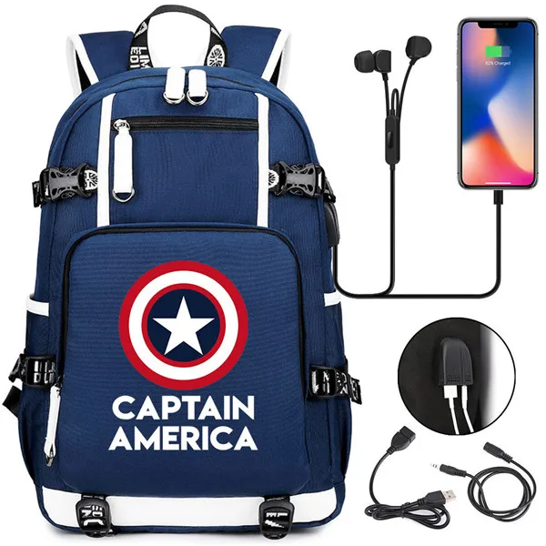 Caotain Американский Супермен железный человек Бэтмен рюкзак для книг USB Порты и разъёмы сумки для ноутбука школьная сумка для путешествий для девочек, рюкзак для мальчиков Mochila подарок - Цвет: Style 4