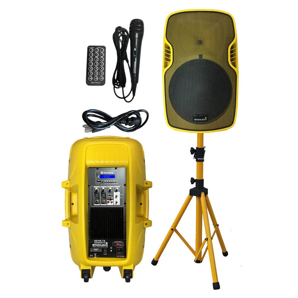 

STARAUDIO 3500W 15" DJ Speaker PA Audio Active Powered Stage Karaoke Disco KTV Club Party Speaker Stand Wired Microphone SSYM-15