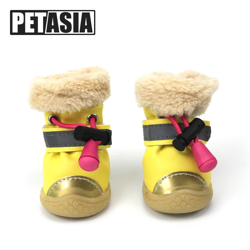 Winter font b Pet b font Dog Shoes Light Reflection Strip Waterproof Dogs Boots Warm Rubber