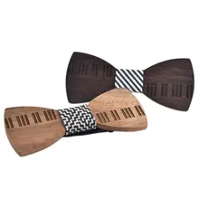 Мужская мода полосатый рояль резная рубашка воротник деревянный лук Галстуки вечерние банкетные Свадебные бабочки Жених крутая искусственная кожа деревянная бабочка