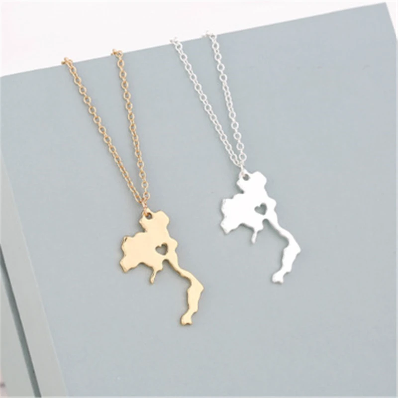 con colgante del mapa del Reino de Tailandia para mujer/niña, joyería de Color dorado, regalos tailandeses|Collares colgantes| - AliExpress
