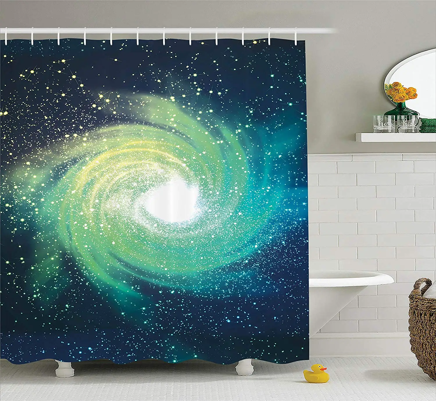 Home Decor Outer Space Themed Image Spiral Galaxy Stardust with Light Astromony Cosmos Milkway Stars Fabric Shower Curtain | Дом и сад