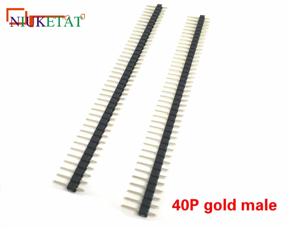 

100pcs 1*40P single row gold male to male connector needle 40pin 2.54mm spacing needle length of 11.4mm gold-plated 0.8U