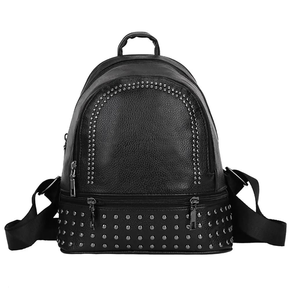 Шипованное плечо сумка Гладкий минималистичный открытый дверь портативный рюкзак водонепроницаемый - Цвет: Черный