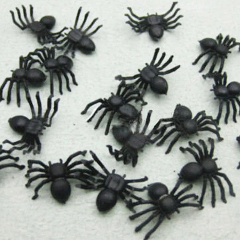LAIMALA 50 Pcs Useful Plastic Black Spider Halloween Decoration Festival Funny Prank Toys Realistic Prop -Cosplayware Store
