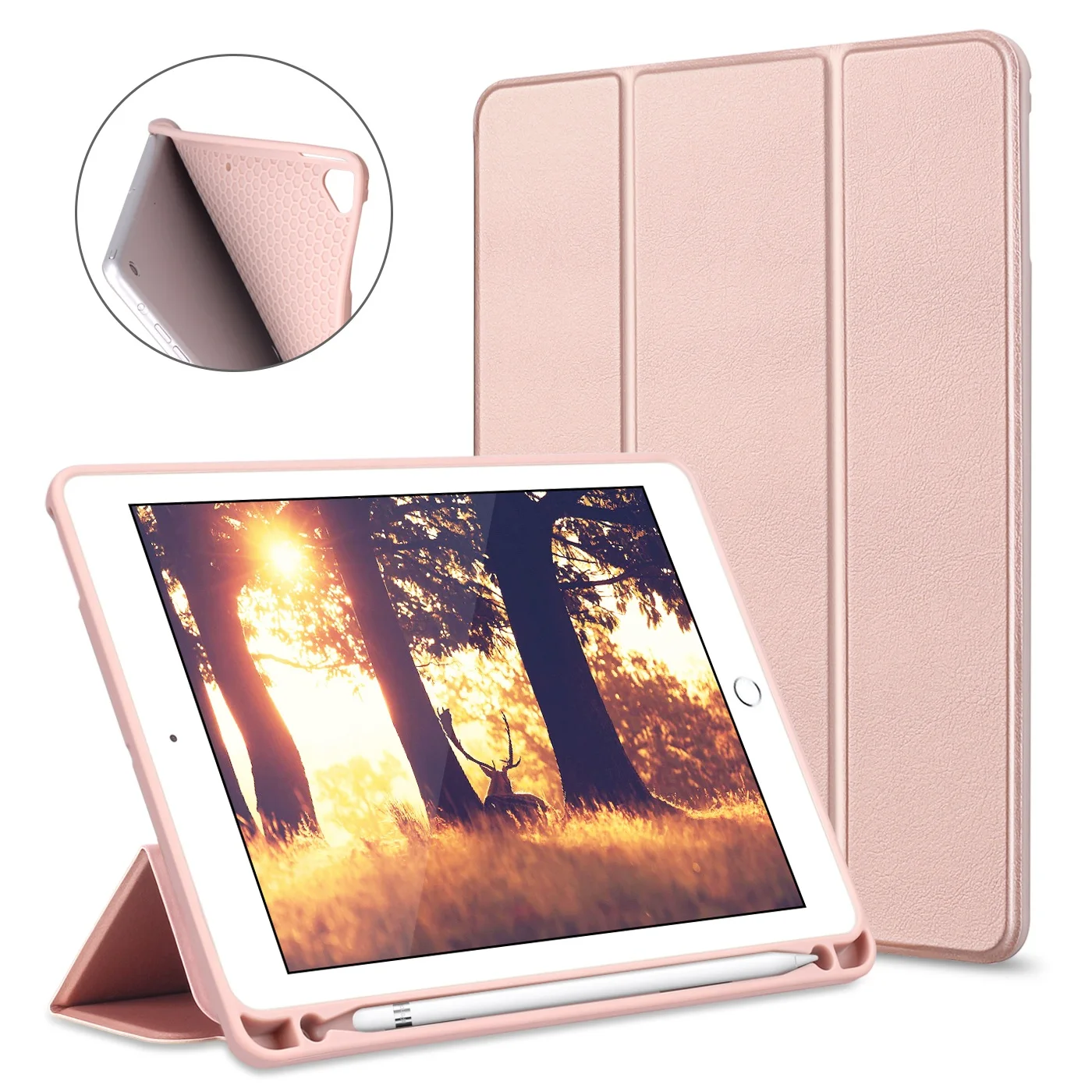 Смарт-чехол GOOJODOQ для iPad 9,7 Pro 9,7 с держателем карандаша, силиконовый мягкий чехол для iPad Air 2 Air 1 6th Gen, чехол Funda - Цвет: rose gold