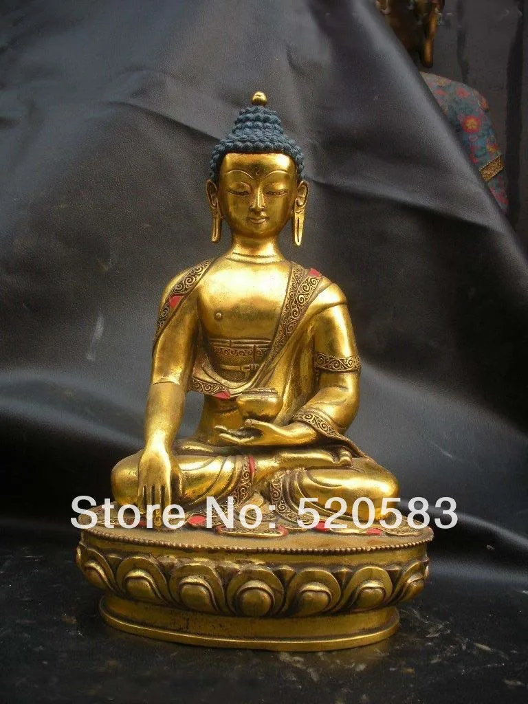 

13"Inch Tibet Buddhism Fane Bronze Carved Shakyamuni Buddha Statue