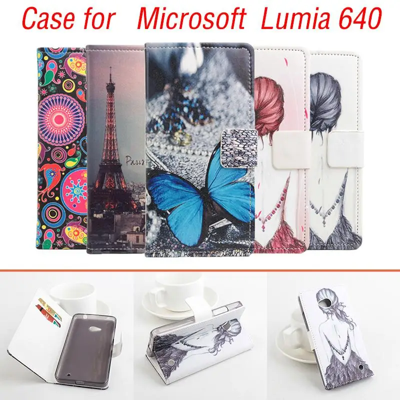 

High Quality Pattern Flip Leather Case Cover For Microsoft Lumia 640 with stand function and card slots