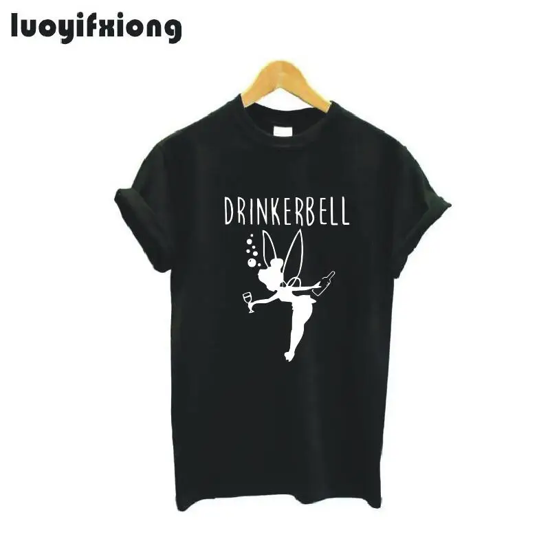 Drinkerbell إلكتروني المطبوعة مضحك T قميص المرأة قمم قصيرة الأكمام المتناثرة المحملة قميص فام عارضة المرأة التي شيرت Camiseta موهير