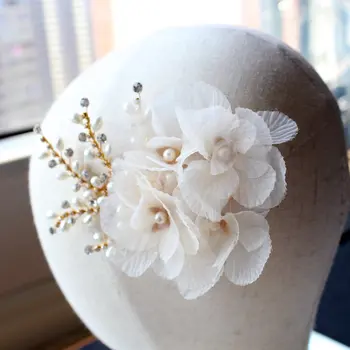 

South Korea handmade silk yarn flower immortal hairgrips bride wedding accessories white headdress flower