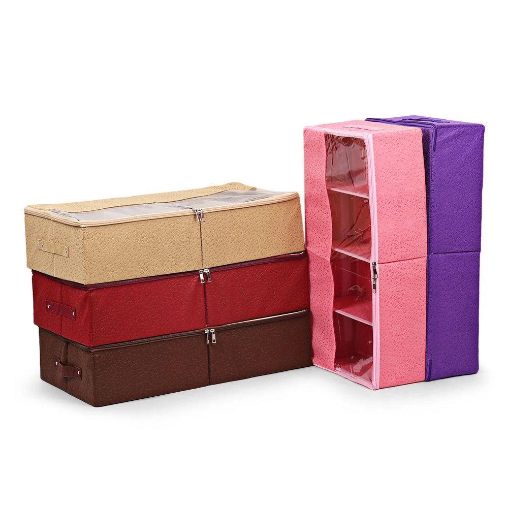 Foldable Shoe Organizer Storage Bag Underbed with Clear Zippered Cover for of Shoes Linens Blankets Sweaters Clothes | Дом и сад
