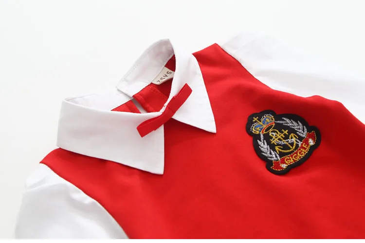 2018 Sping Autumn New Fashion Preppy Style A-Line Long Full Sleeve Turn-Down Collar Red Blue Princess Kids School Girl Dress (18)