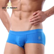 Brave person Мужское нижнее белье оптом с низкой талией спортивные трусы-боксерки U выпуклый дизайн плавки
