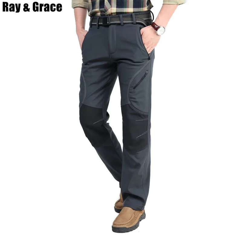 

RAY GRACE Winter Men Hiking Pants Outdoor Trousers Sports Waterproof Thermal Camping Ski Climbing Trekking Softshell Trousers