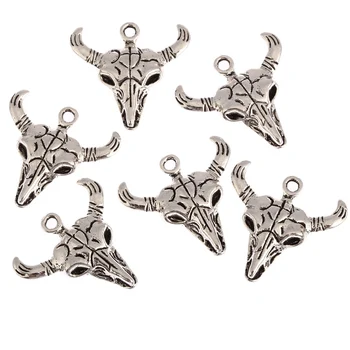 

5pcs/lot skull bull devil animal halloween Tibetan Silver Color Bead charms Pendants fit bracelet 30x27mm