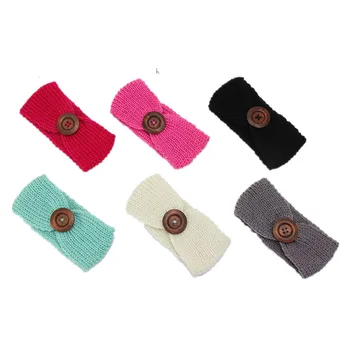 

120pcs/lot 2016 New Baby Girl Hand Knitted Baby Headband With Button Headband