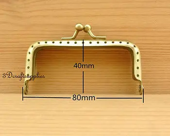 

metal frame sew on bag purse frame metal 8 cm x 4 cm anti brass A50