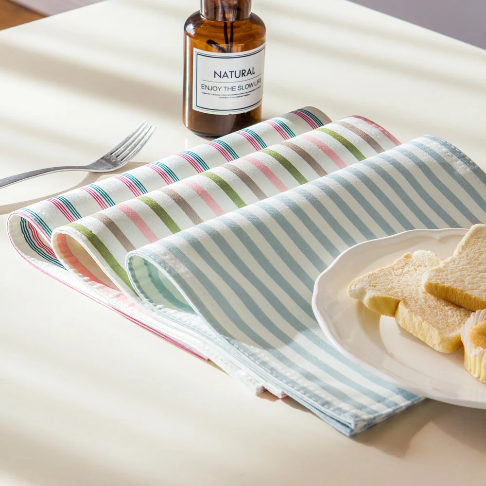 

Free Shipping stripe Placemat Dining Table Coaster Cloth Insulation Coffee Tea Cup Pad Kitchen Mantel Individual For Table