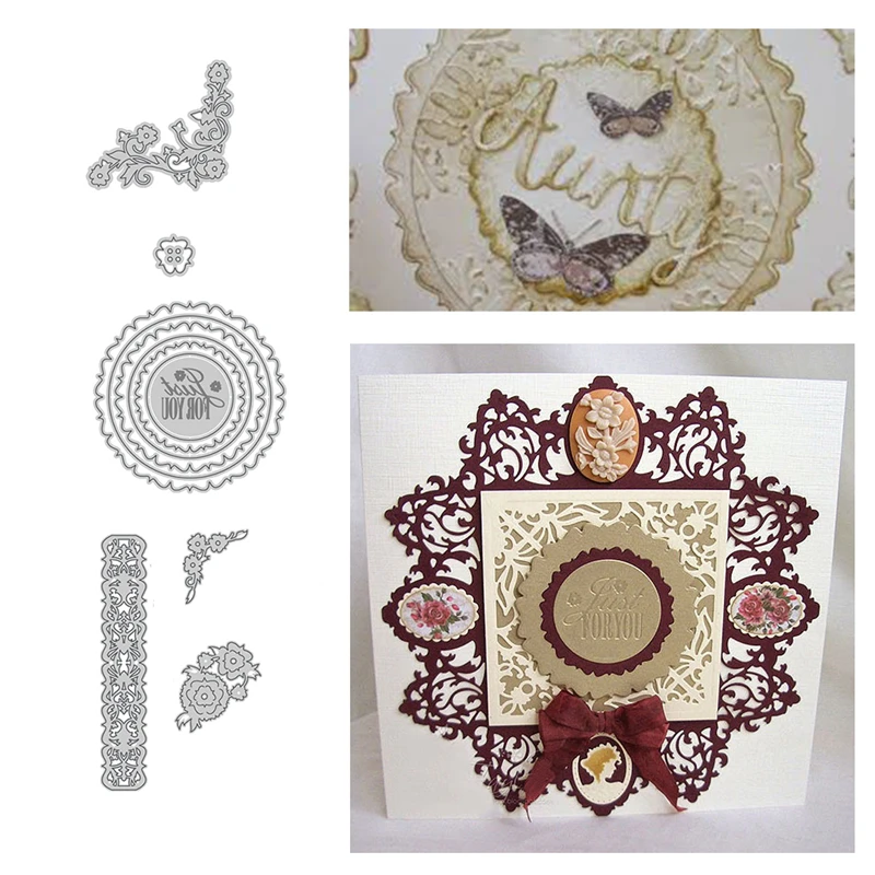 

Julyarts Lace Border Flower Lace Circle Frame Metal Cutting Dies New for Dies Scrapbooking DIY Embossing Paper Craft Stencil Die