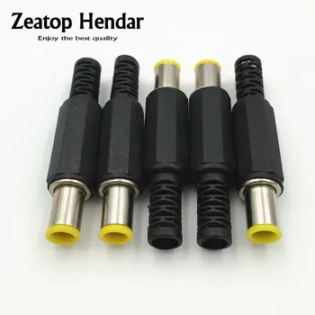 

250Pcs 6.0x1.2mm DC Power Male Plug Adapter Socket Jack Yellow Head Plastic Handle DIY Connector