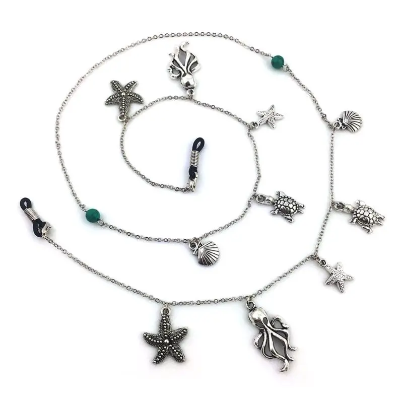 

Glasses Chain Starfish Shell Pendant Decoration Fashion Lanyard Cord Alloy Exquisite Silver Luxury Eyewear Accessories