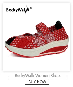 BeckyWalk/ручной работы женские босоножки Летняя женская обувь с плоской подошвой танкетке Повседневная прогулочная обувь для дам свободного покроя WSH2918