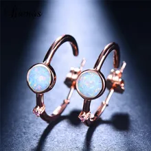 Bamos, модные женские серьги-гвоздики с белым огненным опалом, круглые серьги в стиле бохо для женщин, высокое качество, розовое золото, ювелирное изделие, Ear0905