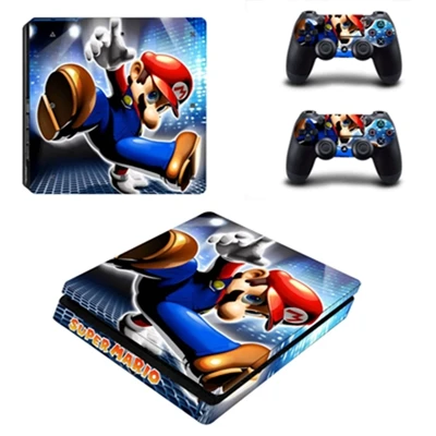 YSP4S-1204 Скин для Playstation 4 PS4 тонкие скины Стикеры для консоли+ из 2 предметов крышка контроллера Play station 4 Slim Мари о виниловые наклейки - Цвет: YSP4S-1204