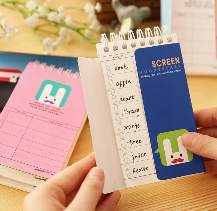 

1 pcs Korean Stationey Creative Language Study Vocabulary Word Book,Portable Spiral School Notebook Small Writing Note Books