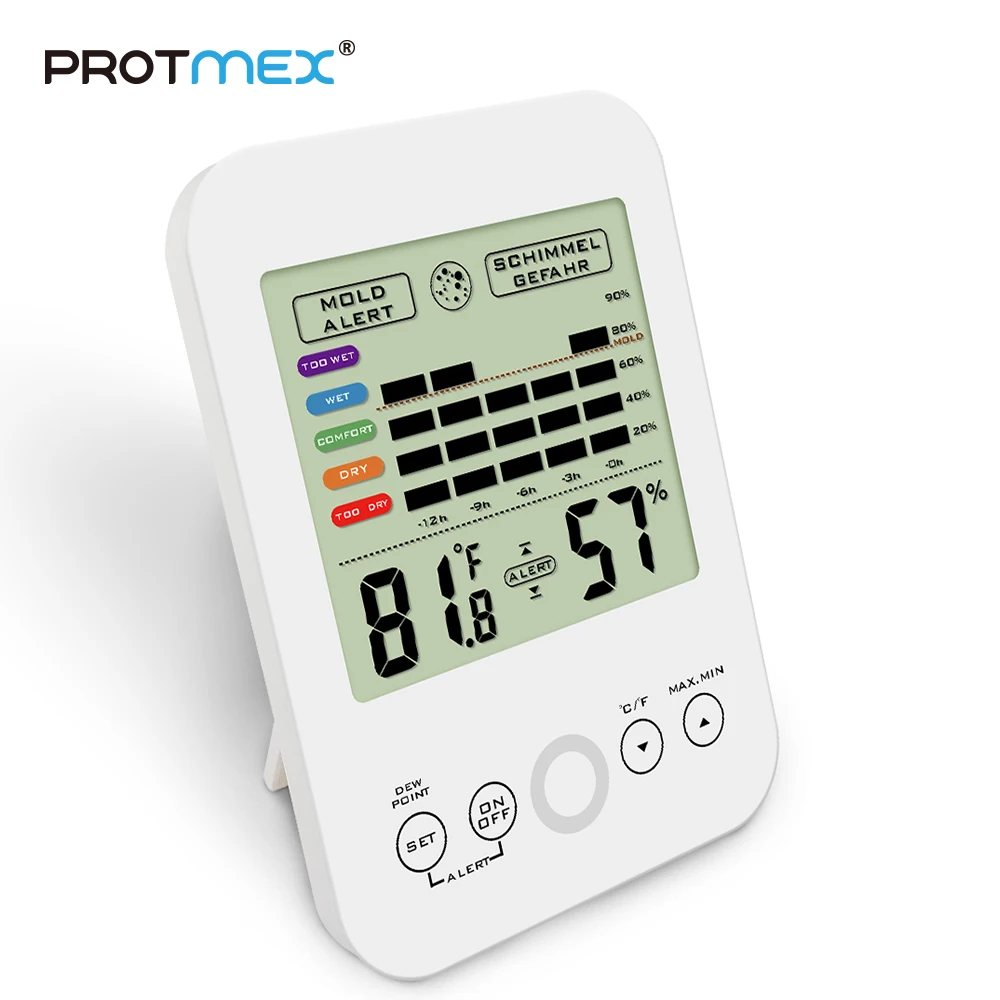 PROTMEX Digital Hygrometer, Mildew,Wet,Thermo Hygrometer Indoor