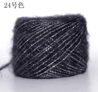 250 г/лот, шерстяная металлическая пряжа для ручного вязания, мохеровая пряжа для вязания крючком, Модная трикотажная пряжа, свитер laine a tricoter - Цвет: 24 dark gray