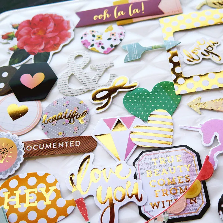 YPP CRAFT 70pcs My Story Colorful Cardstock Die Cuts for Scrapbooking Happy Planner/Card Making/Journaling Project DIY Craft