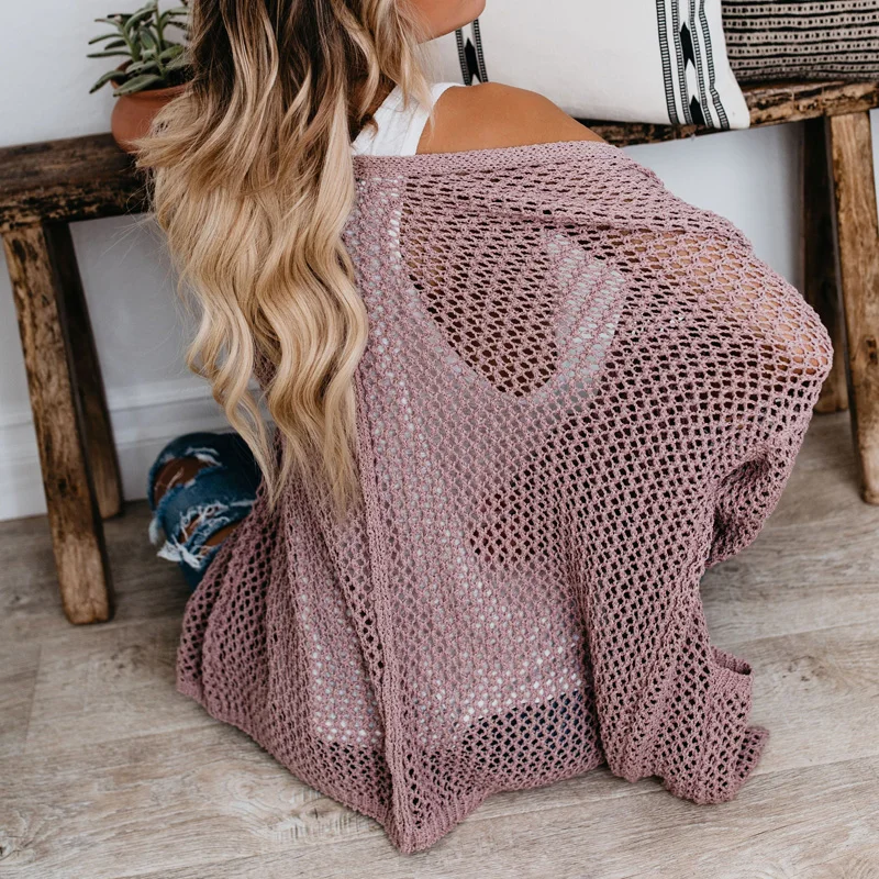 الجوف خارج مثير الاخفاء النساء البلوزات الصيف الأرجواني طويلة الشاطئ قميص للنساء عطلة فضفاض محبوك بلوزة 2019