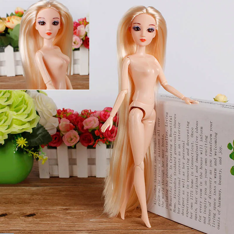 Kids Toy 1/6 Doll Head with Extremely Long Hair DIY Accessories For Barbie Dollhouse Head For 1:6 BJD Dolls Naked Body