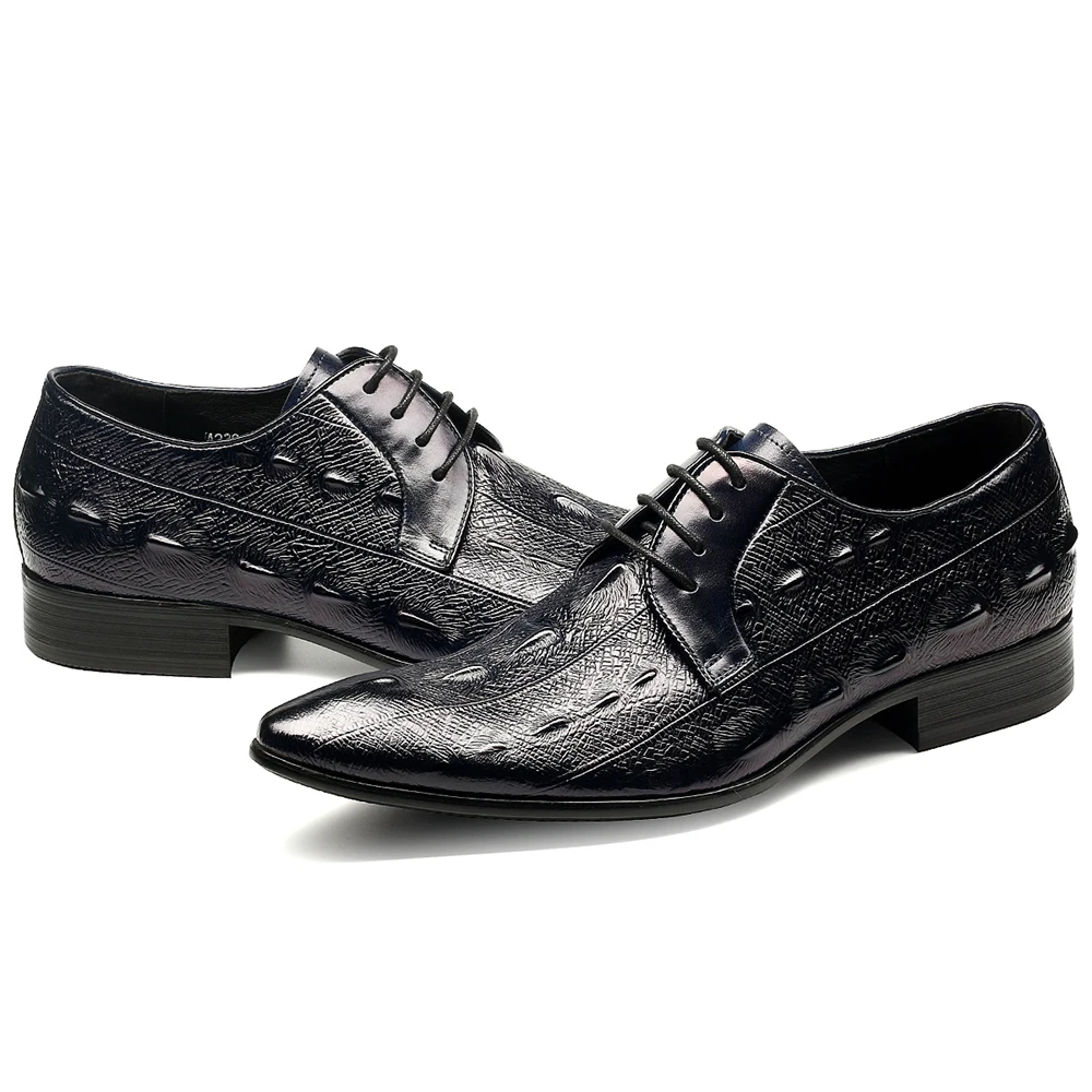 Vestido Hombre Hombres De Chaussure Homme Calzado blue Nueva Partido Calidad Negocios Black Auténtico Alta Zapatos Para Cuero Oxford Moda A7qwqPv