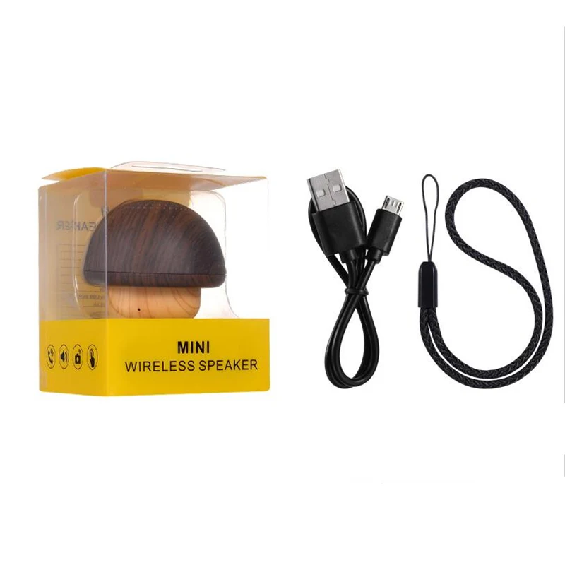 FooHee Wooden Bluetooth 4.2 Speaker Mini Cute Mushroom TWS Series Connection Gift TF Card Support HD Microphone PC1