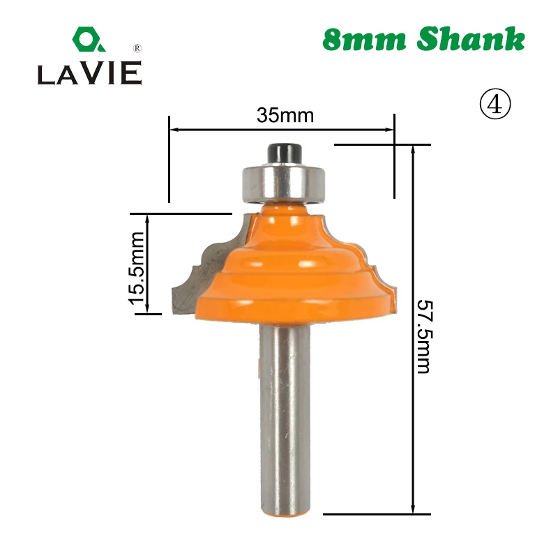 1 шт. 8 мм Фреза деревянная фаска угловая круглая резьба дверная рама кружевной нож Классическая бухта т слот двойной Римский Ogee волнистый край бит - Длина режущей кромки: NO.4