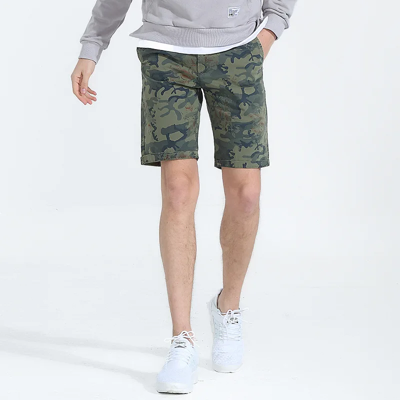 Летние Новые повседневные х/Б мужские шорты с Sim принтом 4 цвета длиной до колена Короткие 28-36