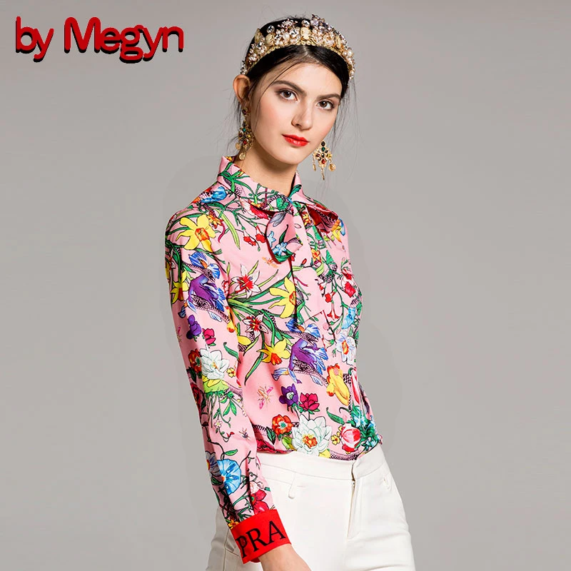 by Megyn 2018 fashion designer runway women blouses long sleeve shirt snake and letter print women blouses plus size 3xl female